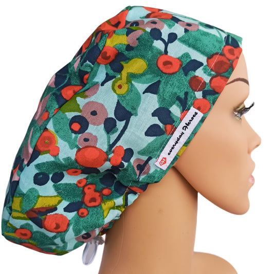 Scrub Cap Floral- Surgical Cap Women Euro Hat For Nurses - [scrub_hat]-[scrub_cap_for_women]-[surgical_cap]