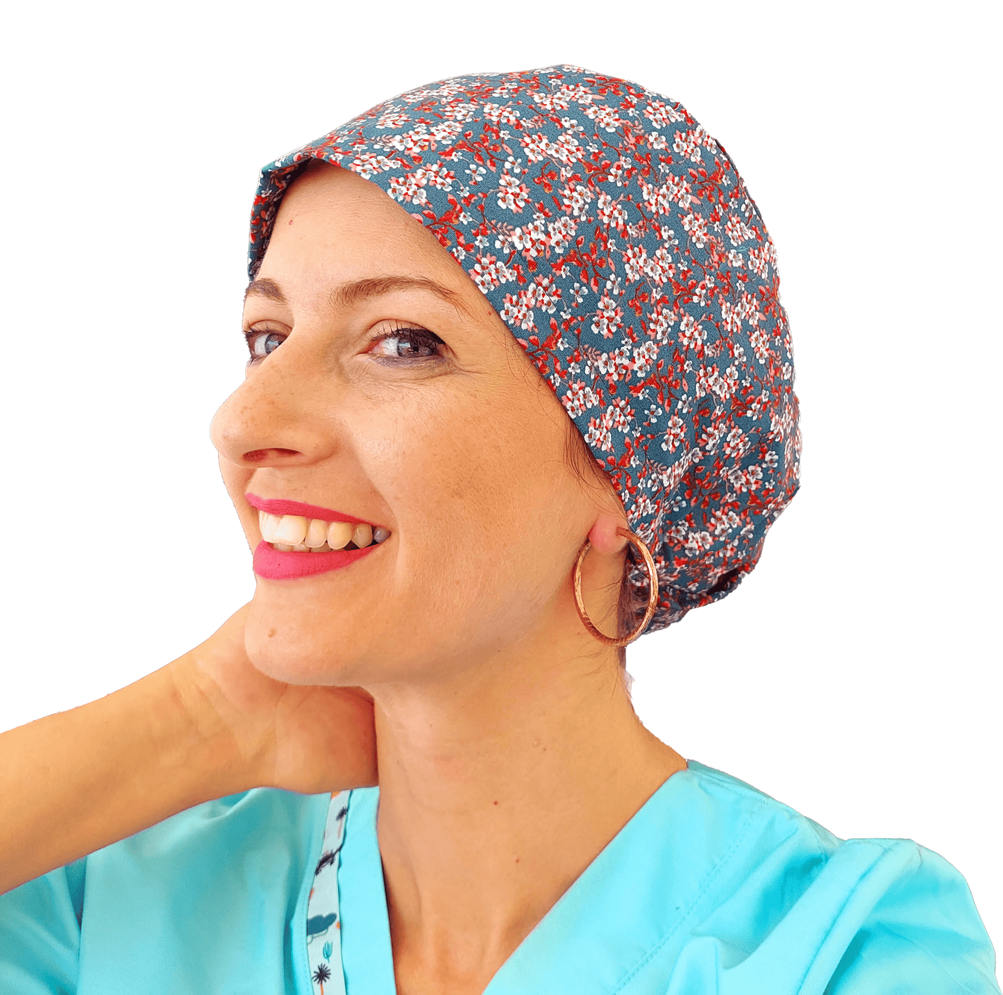 Scrub Cap -Surgical Cap Almond Floral