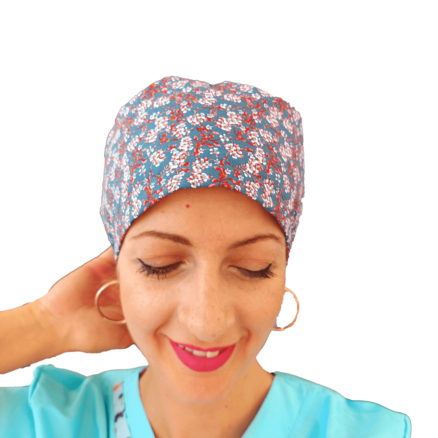 Scrub Cap -Surgical Cap Almond Floral
