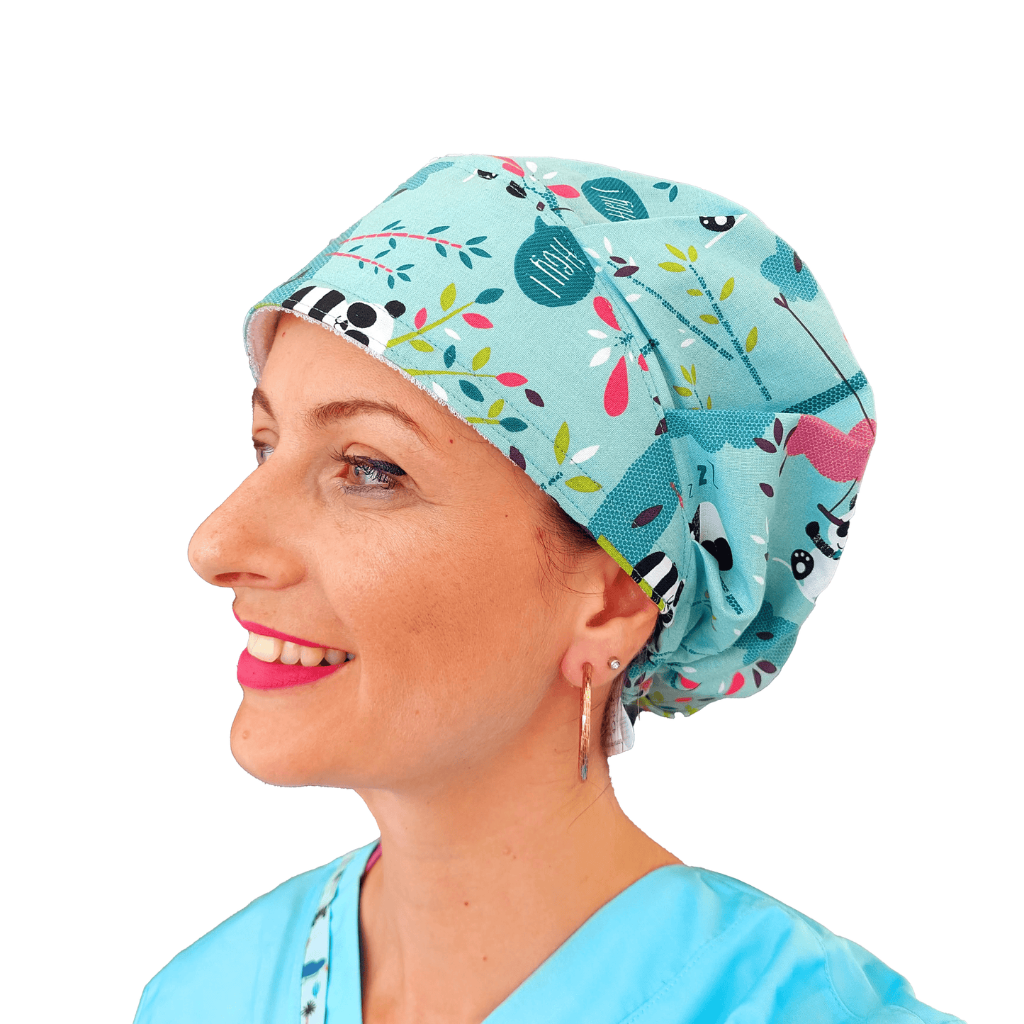 Scrub Caps For Women with Panda, Scrub Hat Bouffant