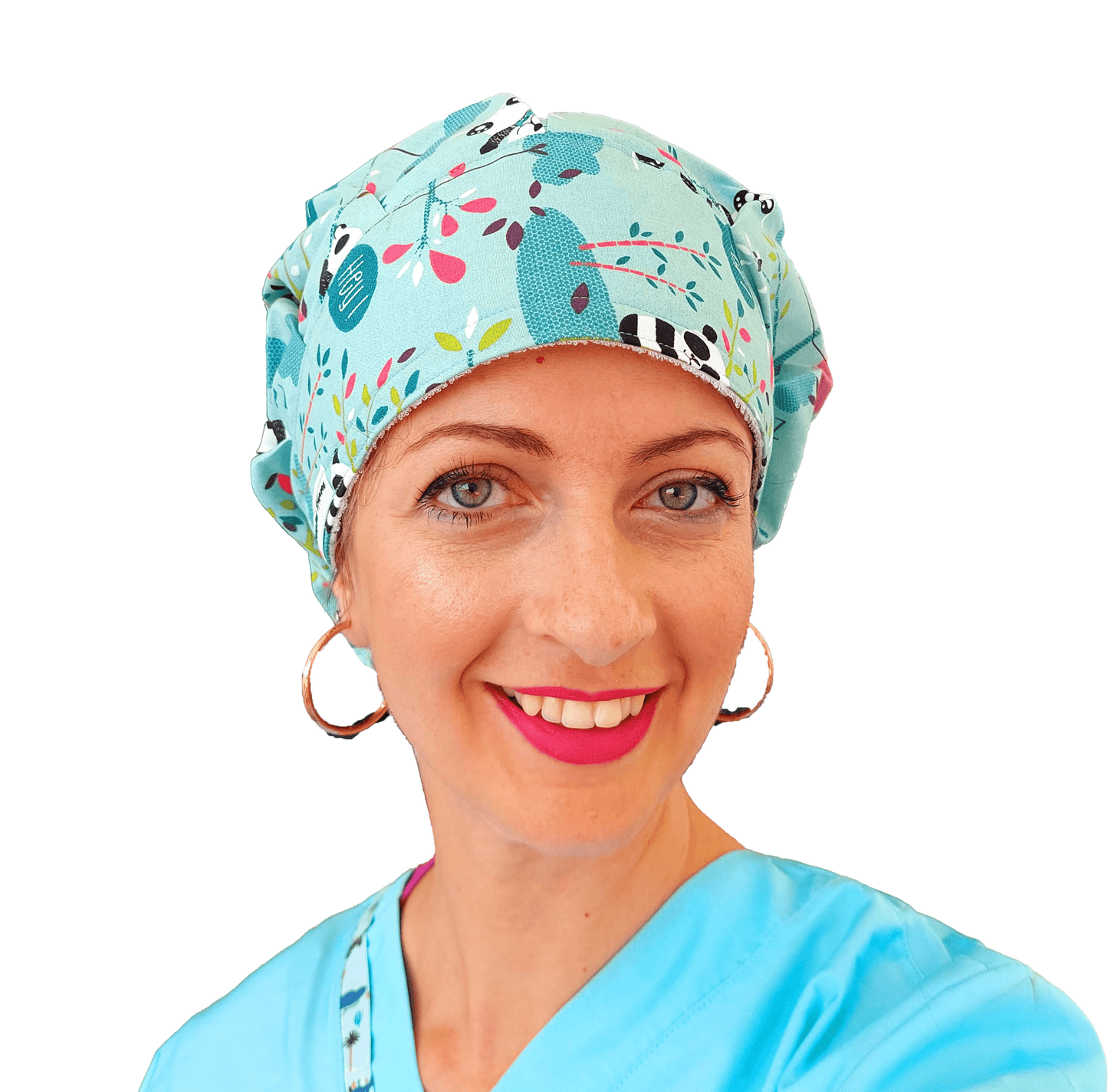 Scrub Caps For Women with Panda, Scrub Hat Bouffant
