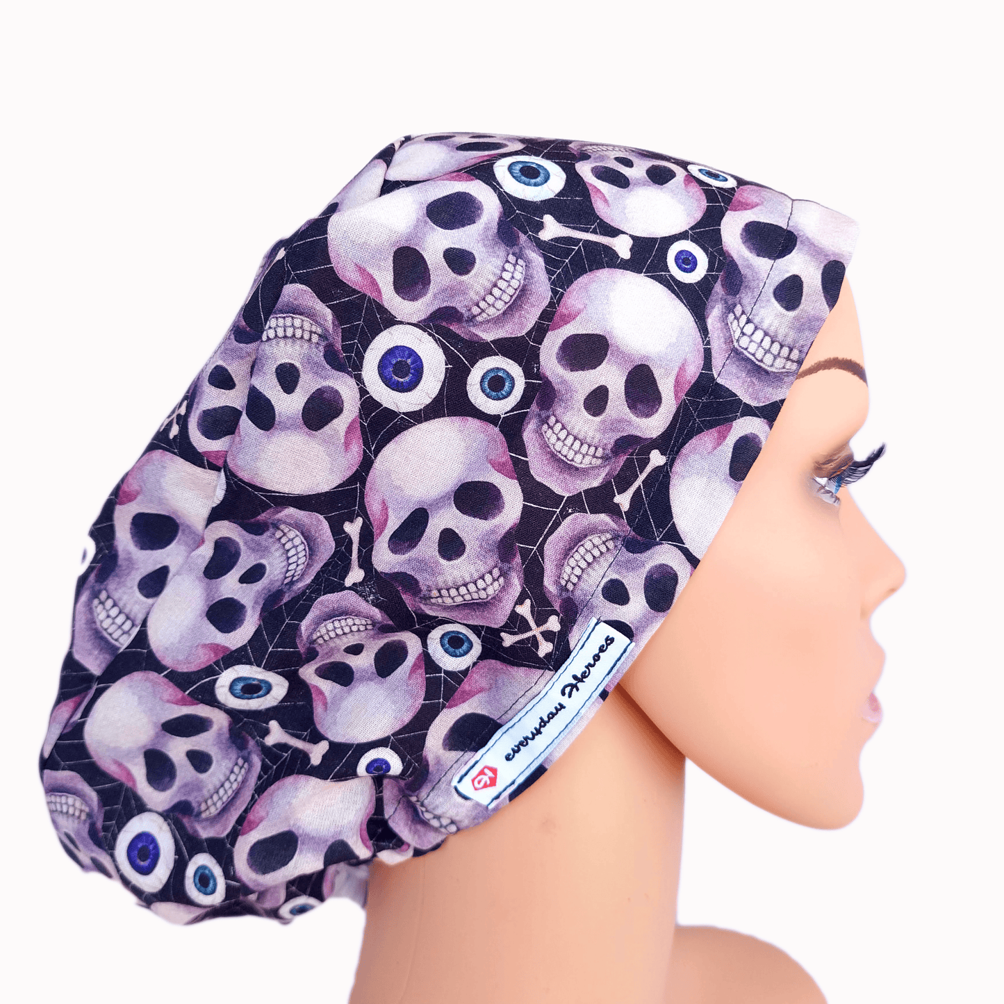 The Scary Skull Scrub Cap- Surgical Caps- Satin Lined- Halloween Cap For Nurse
