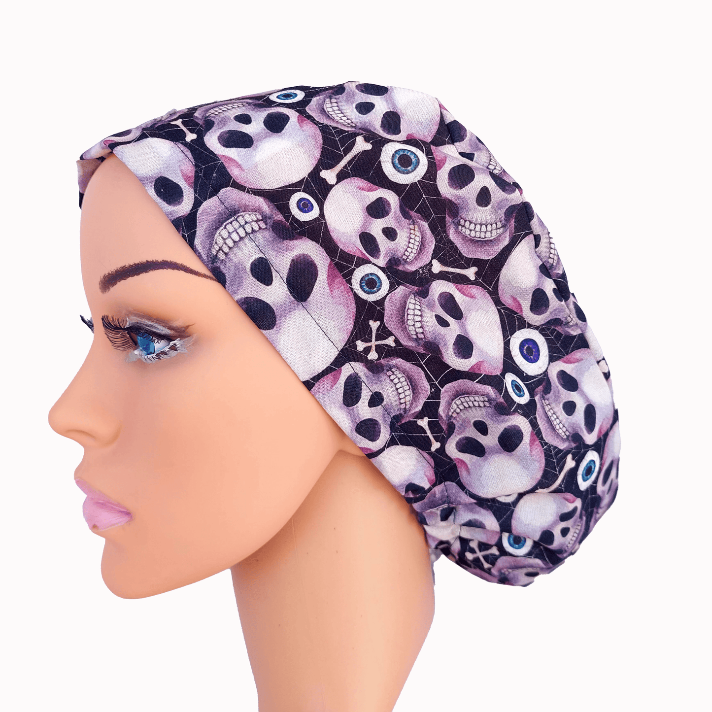 The Scary Skull Scrub Cap- Surgical Caps- Satin Lined- Halloween Cap For Nurse