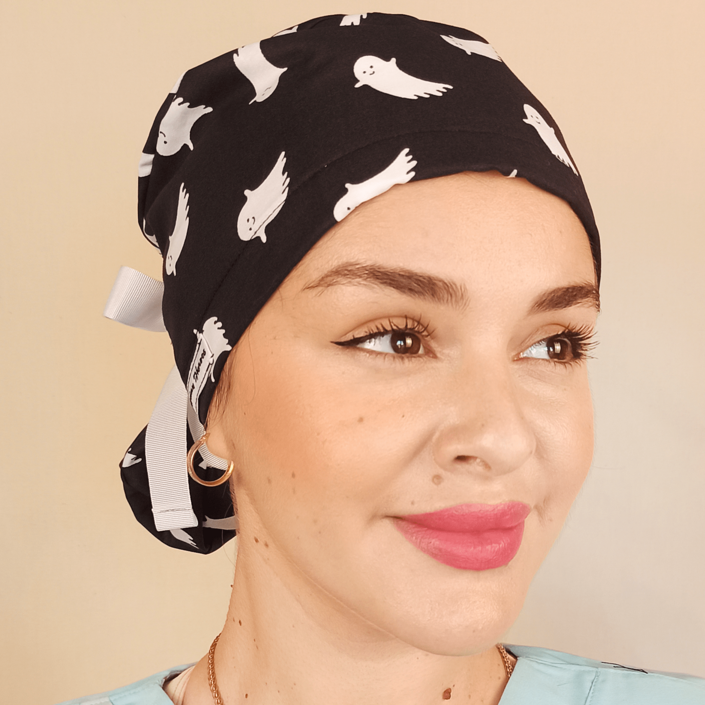 Ghost Scrub Cap Ponytail Satin