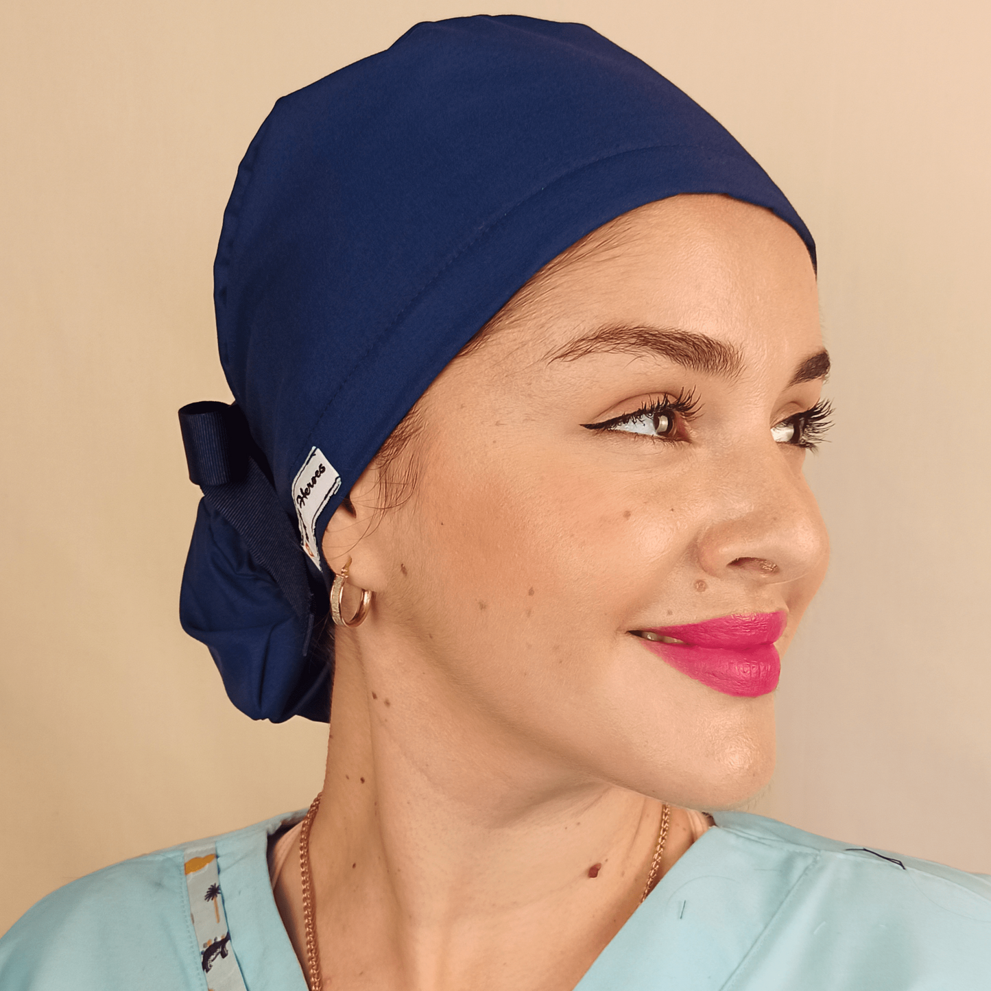 Solid Blue Custom Name personalized scrub cap for women