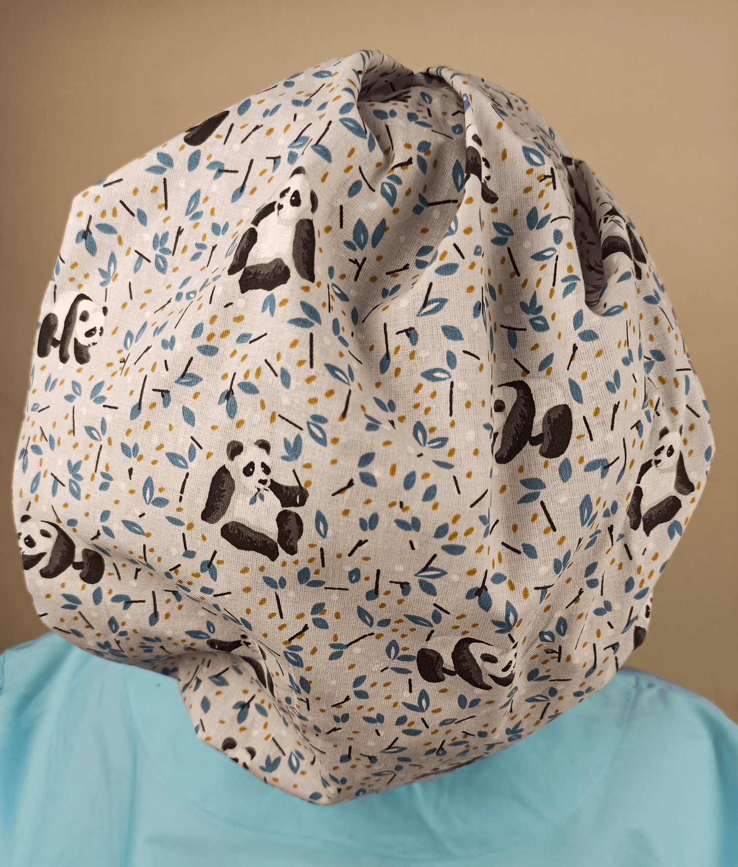 Custom Bouffant Scrub Caps For Women, Fun Satin Lined Scrub Cap Panda Bears.
