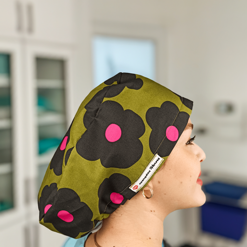 Scrub Cap Floral Daisies Surgical Cap Women Euro Hat For Nurses