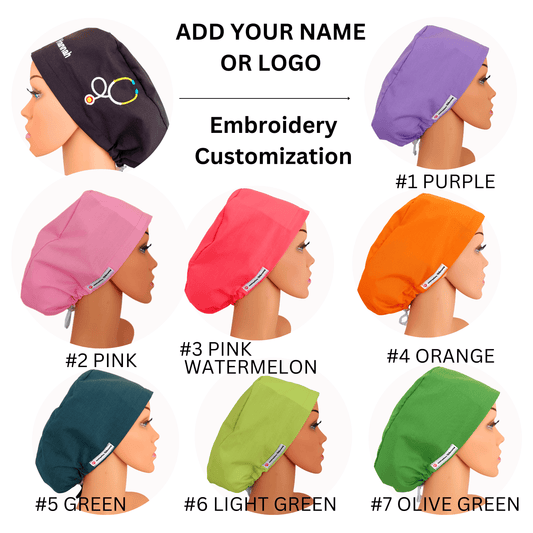 Custom Scrub Caps for Nurses-Solid Colors with Name Personalization-Satin Inside