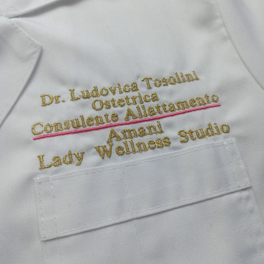 4 Lab coats Custom Order -Amani Lady Wellness Studio - [scrub_hat]-[scrub_cap_for_women]-[surgical_cap]