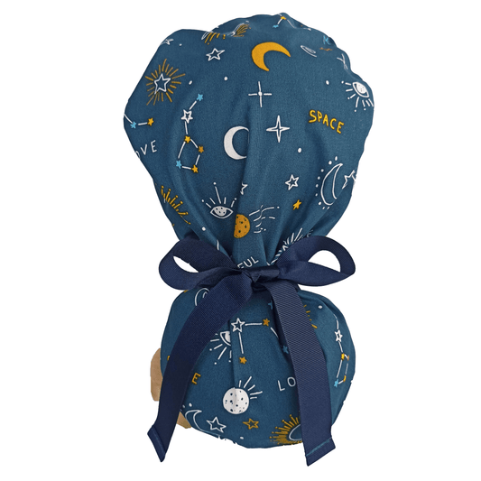 Scrub cap celestial with stars and moon on blue 
