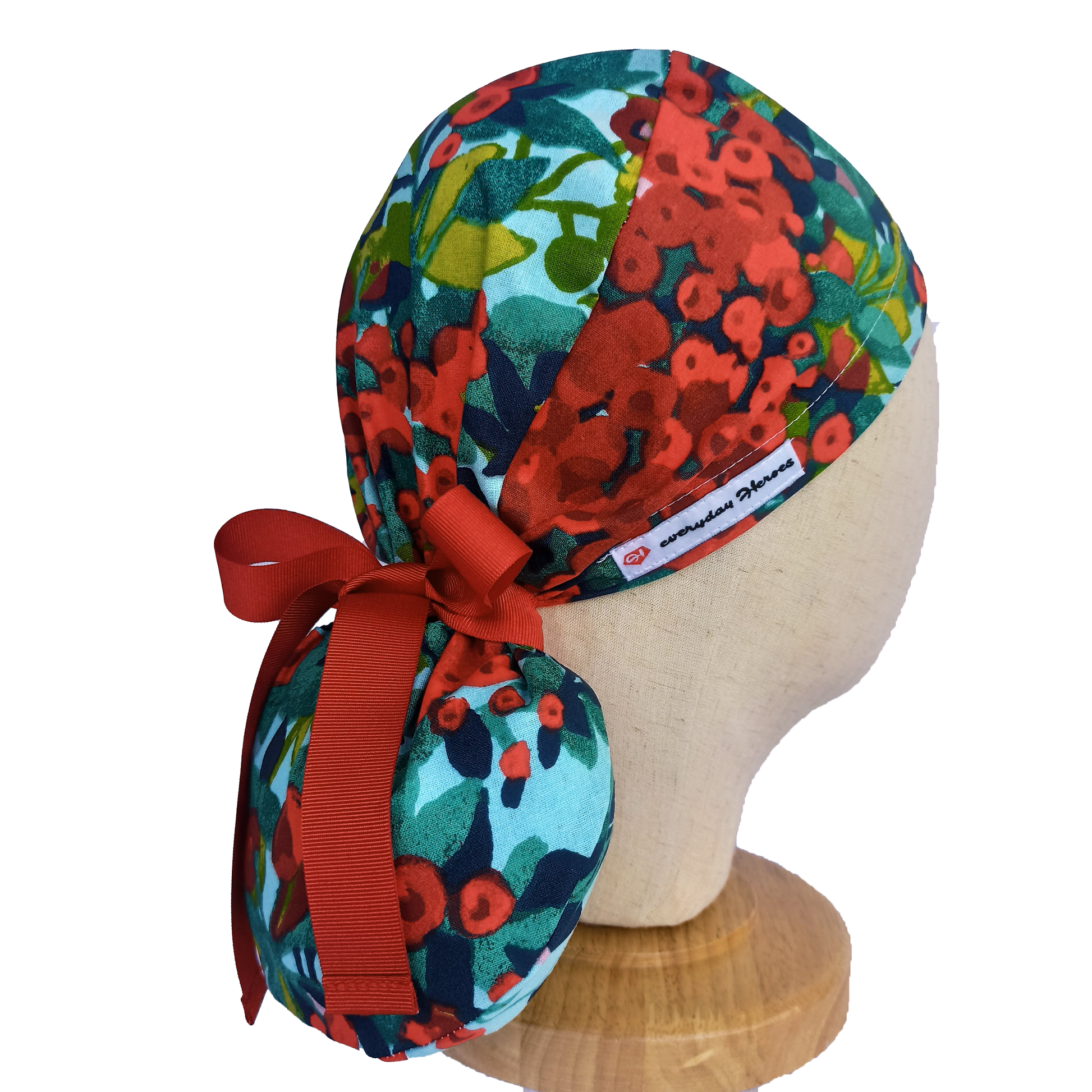 Ponytail Scrub Caps For Women - Floral Scrub Cap For Nurse - [scrub_hat]-[scrub_cap_for_women]-[surgical_cap]