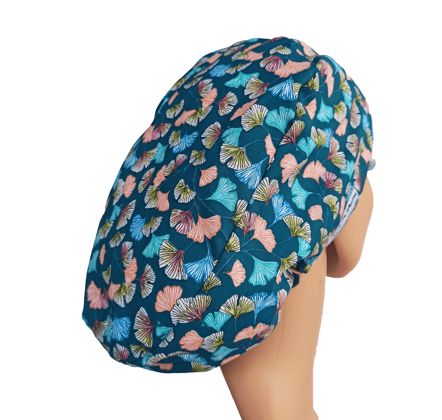 Scrub Cap Satin Lined - Surgical Cap Women Leaves - [scrub_hat]-[scrub_cap_for_women]-[surgical_cap]