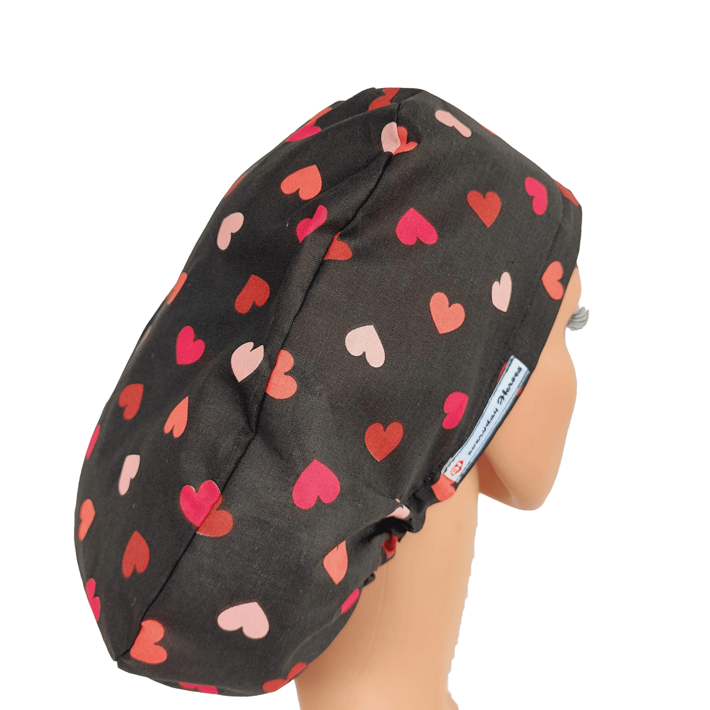 Euro Surgical Scrub Cap With Red and Pink Hearts - [scrub_hat]-[scrub_cap_for_women]-[surgical_cap]