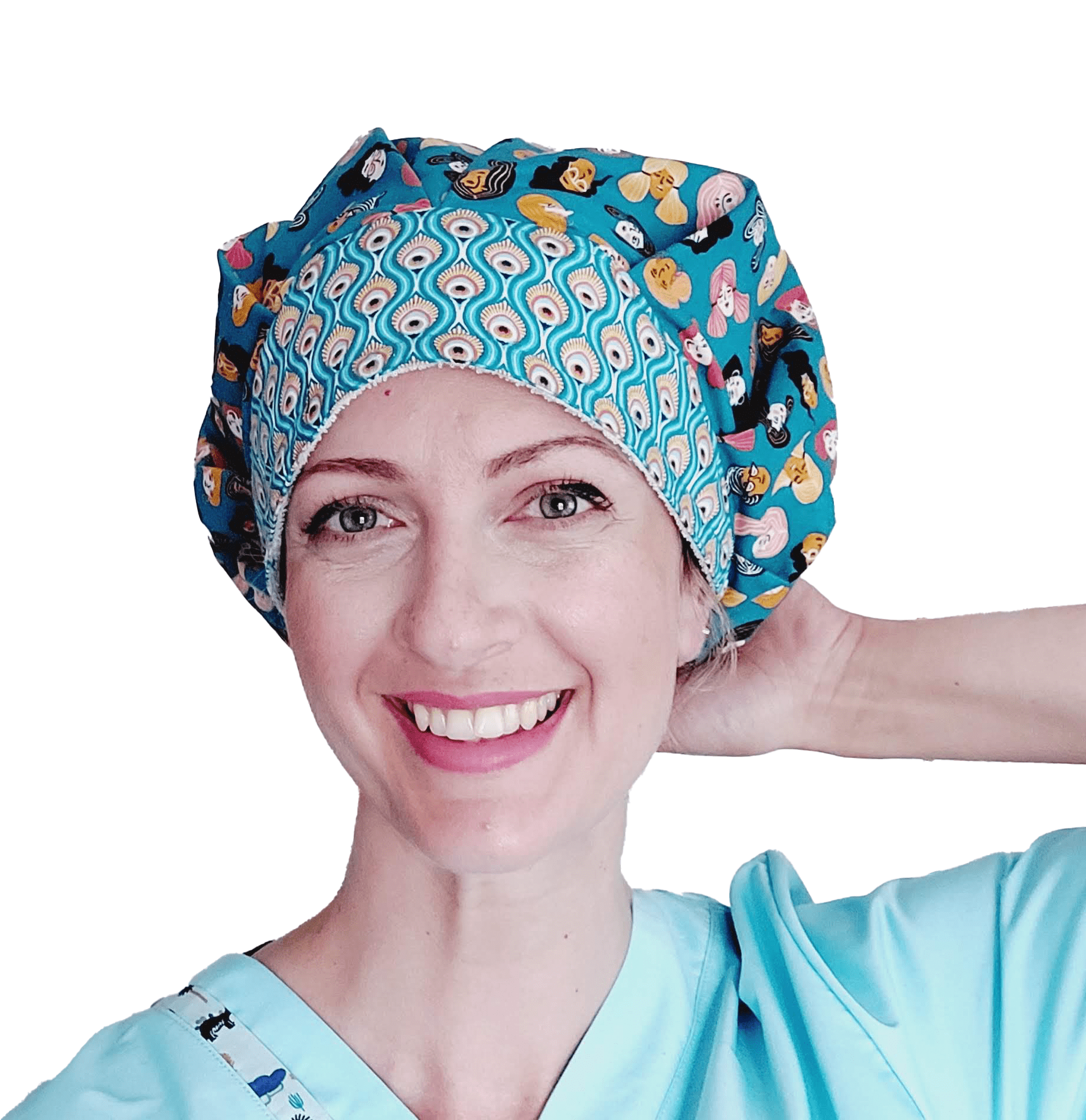 Satin Scrub Cap -Surgical Cap Women Floral - [scrub_hat]-[scrub_cap_for_women]-[surgical_cap]