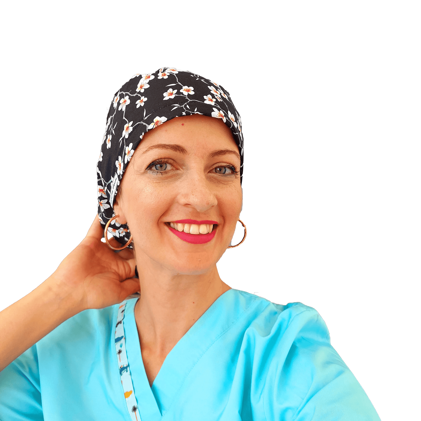 Floral Scrub Cap For Women -Surgical Cap - [scrub_hat]-[scrub_cap_for_women]-[surgical_cap]