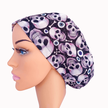 The Scary Skull Scrub Cap- Surgical Caps- Satin Lined- Halloween Cap For Nurse