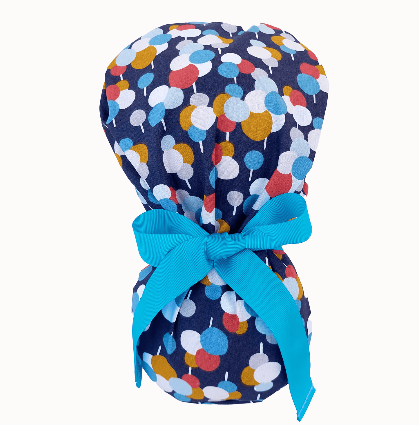 Ponytail Surgical Scrub Cap - Bright and Colorful Bubble Design