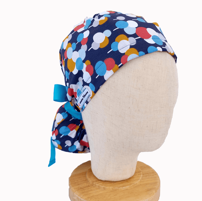Ponytail Surgical Scrub Cap - Bright and Colorful Bubble Design