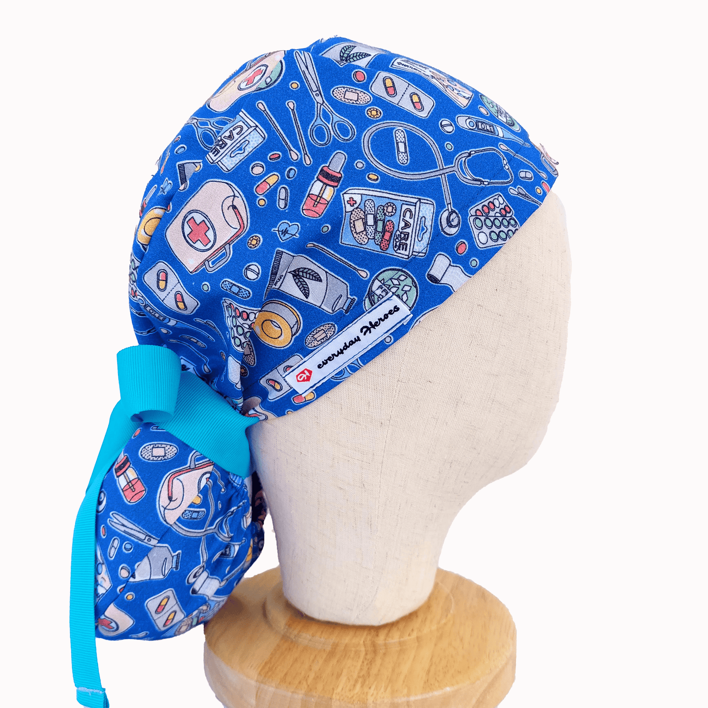 Heartbeat Surgical Scrub Cap for Ponytails - Professional Scrub Hat