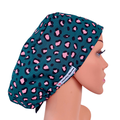 The Best Seller Leopard Scrub Cap -Satin Lined Surgical Cap Pink & Green