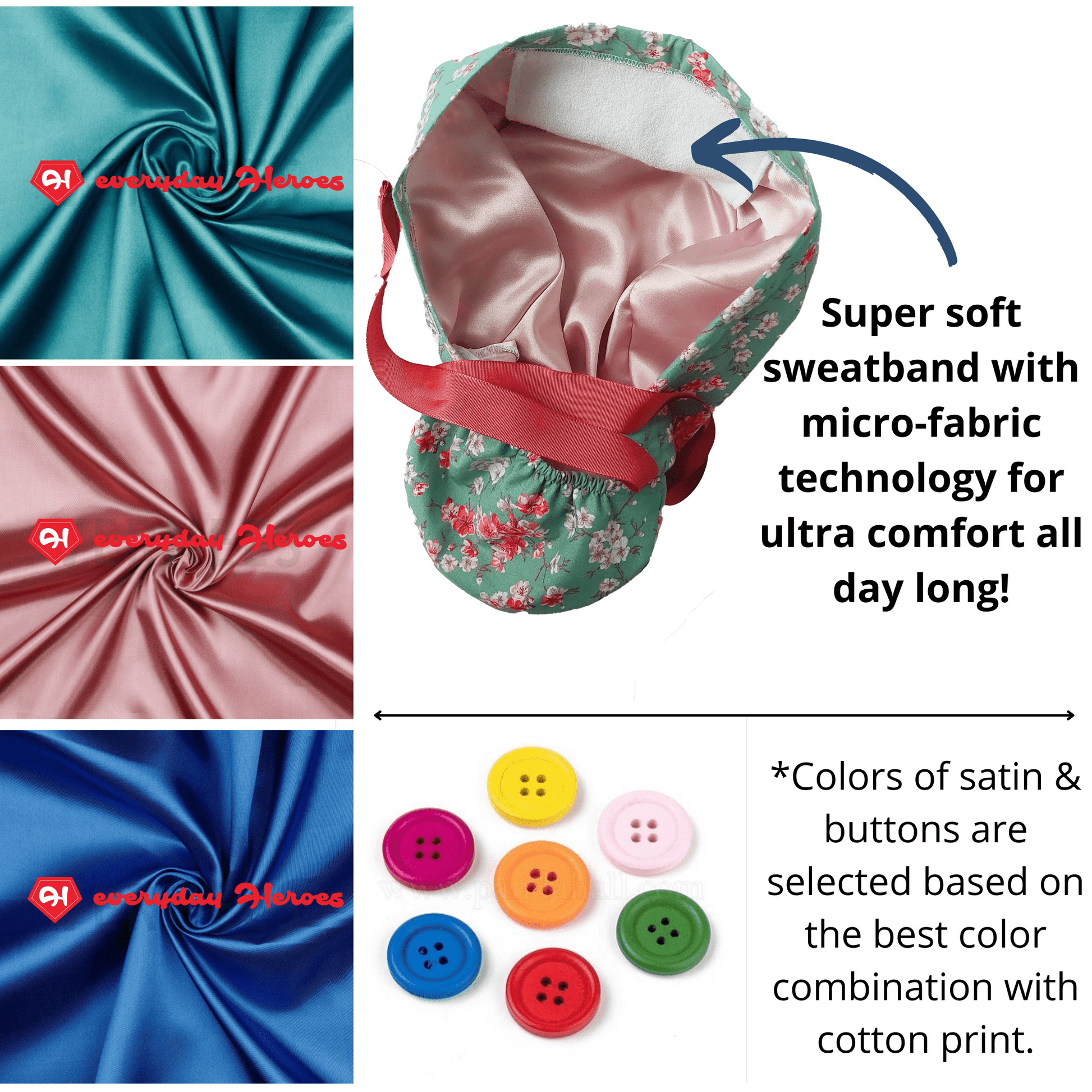 Surgical Scrub Hat Ponytail with Colorful Hearts - [scrub_hat]-[scrub_cap_for_women]-[surgical_cap]