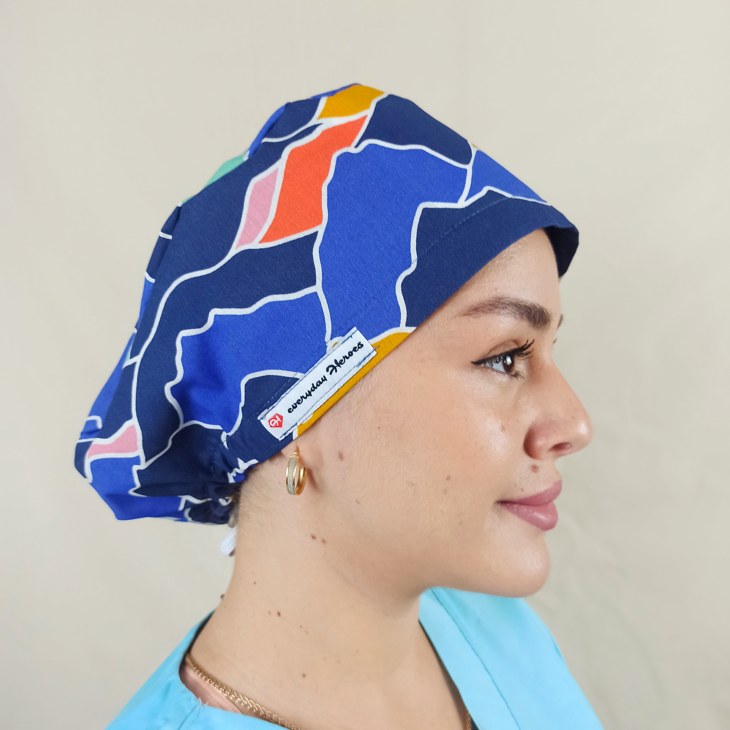 Sea Waves Scrub Cap Custom - Surgical Cap Satin Lined