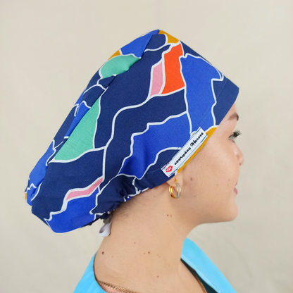 Sea Waves Scrub Cap Custom - Surgical Cap Satin Lined