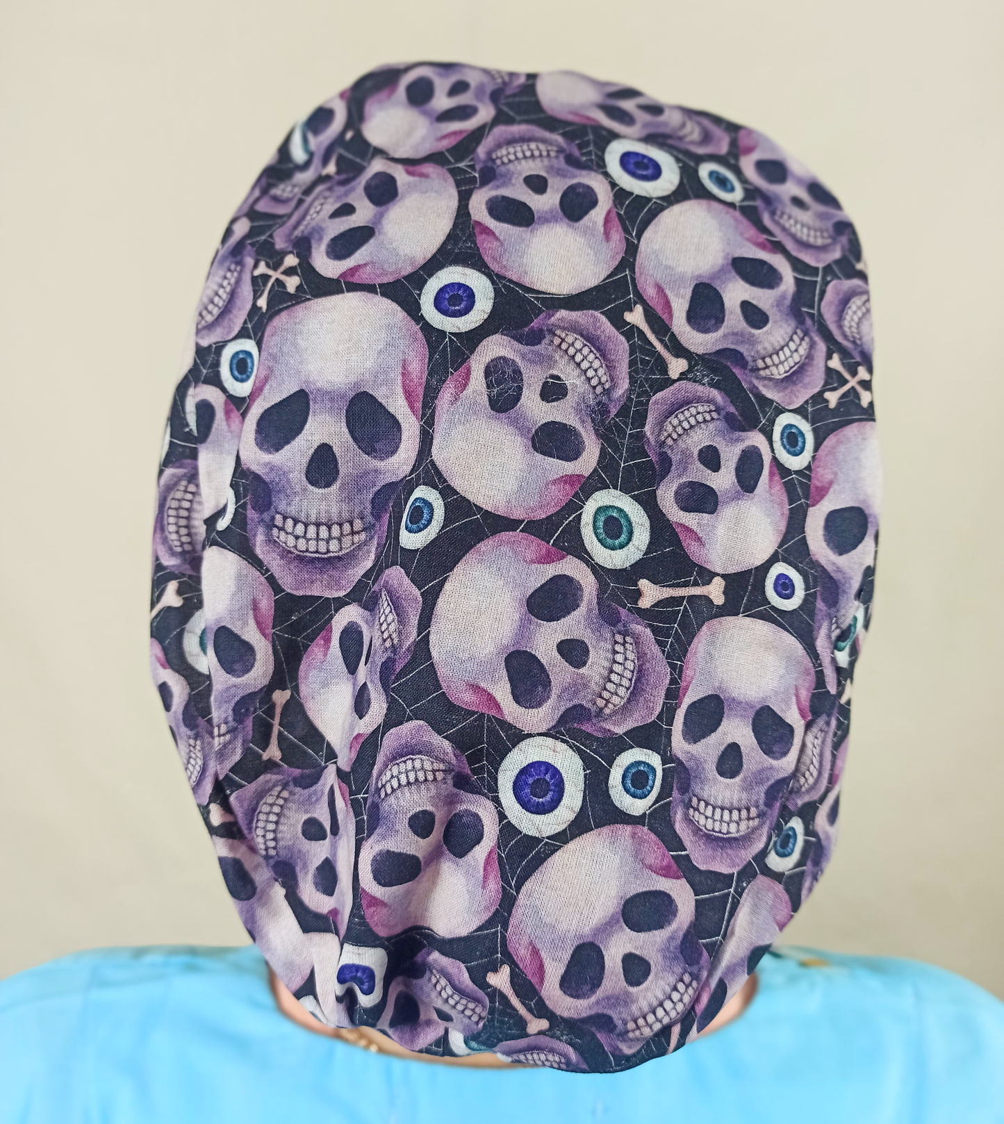 Scary Skull Scrub Cap- Surgical Caps- Satin Lined