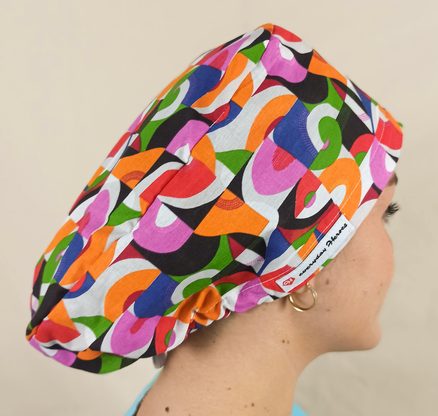 Scrub Cap For Women Abstract Satin Lined Surgical Cap