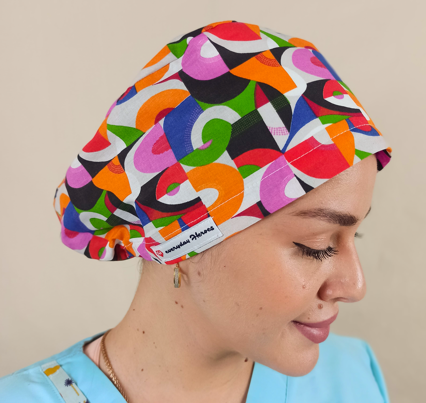 Scrub Cap For Women Abstract Satin Lined Surgical Cap