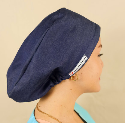 The Denim Scrub Cap-Adjustable Surgical Caps-Satin Lined & Buttons-Personalized Nurse Caps with Name Embroidery