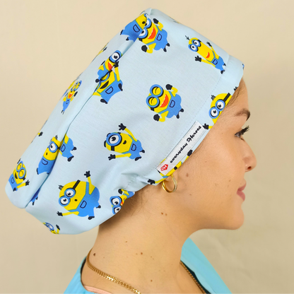 Cartoon Scrub Cap Yellow Friends- satin & Name Personalization Option