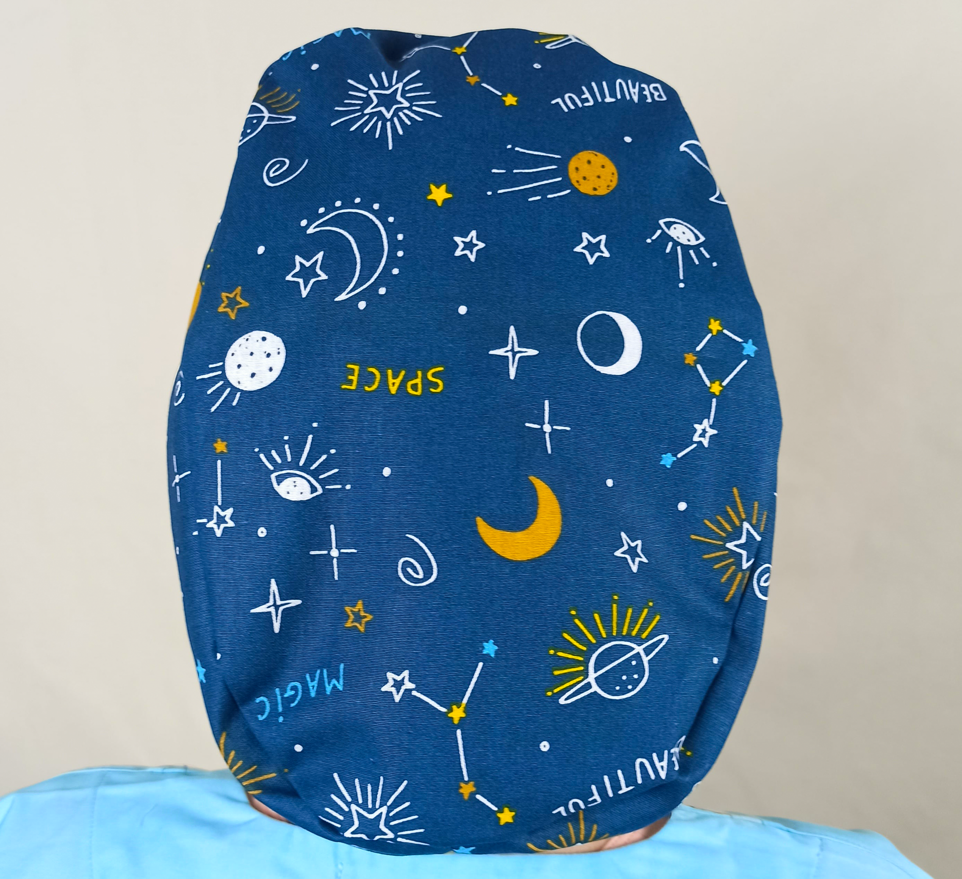 Big Dipper Little Dipper Constellation Scrub Caps, Ursa Minor Surgical Cap Space Stars Moon Satin Lined Zodiac Scrub Hat Galaxy