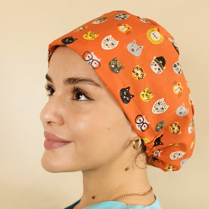 Kitties Scrub Cap, Cats Scrub Caps-Surgical Caps With Satin & Name Personalization Optional