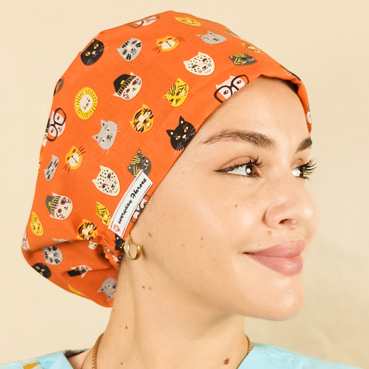 Kitties Scrub Cap, Cats Scrub Caps-Surgical Caps With Satin & Name Personalization Optional