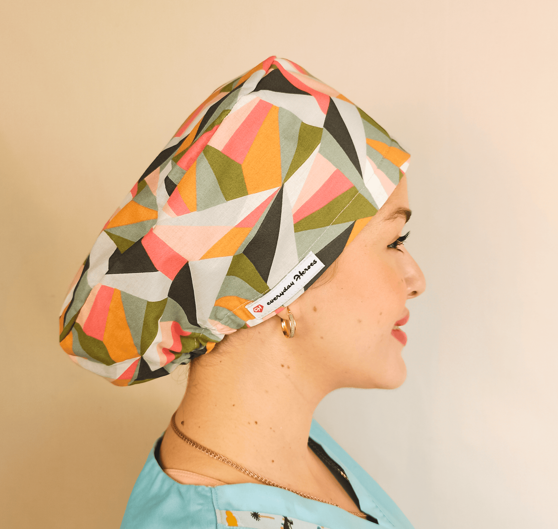 Abstract Custom Scrub Cap - Surgical Cap Satin Lined