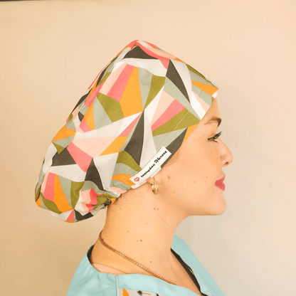 Abstract Custom Scrub Cap - Surgical Cap Satin Lined