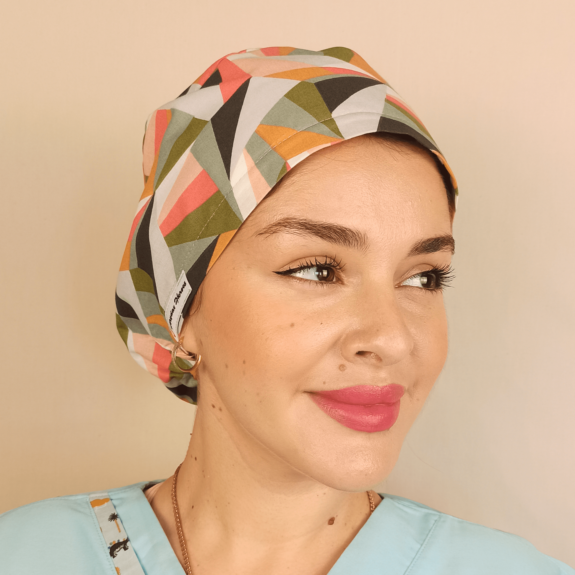 Abstract Custom Scrub Cap - Surgical Cap Satin Lined