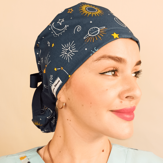 Ponytail Scrub Caps For Women Stellar Celestial - Space Scrub Cap For Nurse