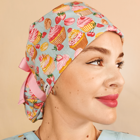 Cupcakes Ponytail Scrub Cap - Surgical Cap for Women