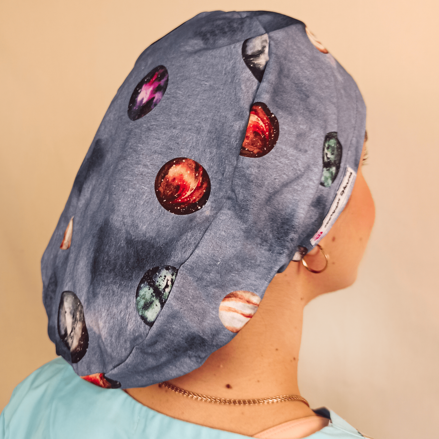 planets scrub cap for women with satin lining 