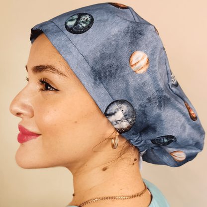 planets scrub cap for women with satin lining 