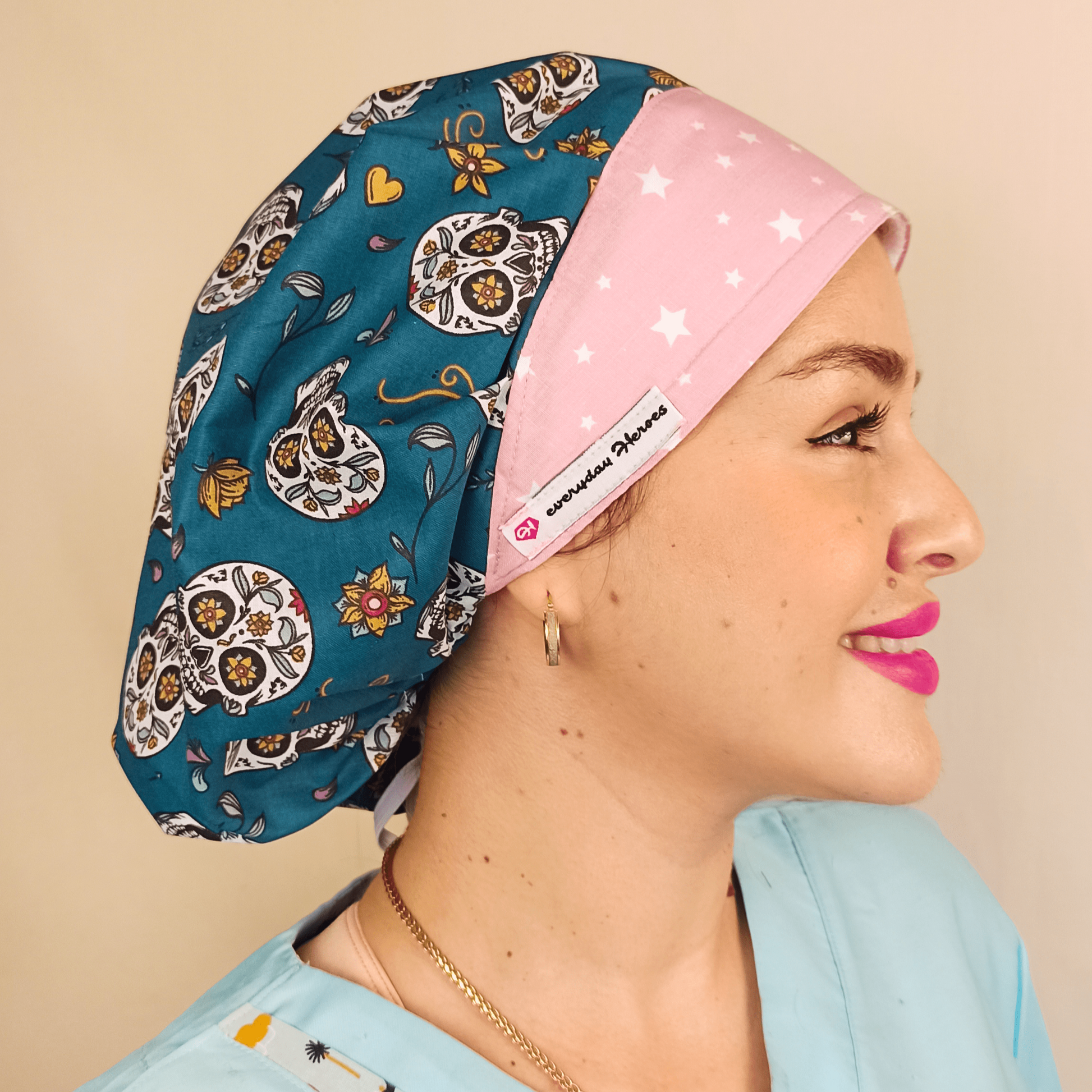 custom scrub cap bouffant for women