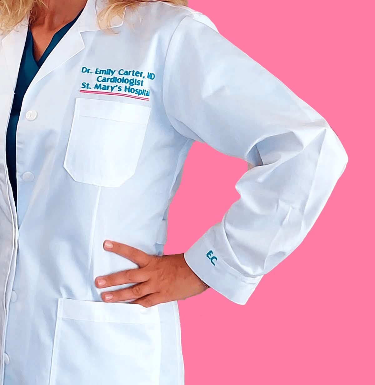 Pharmacist lab coat embroidery discount