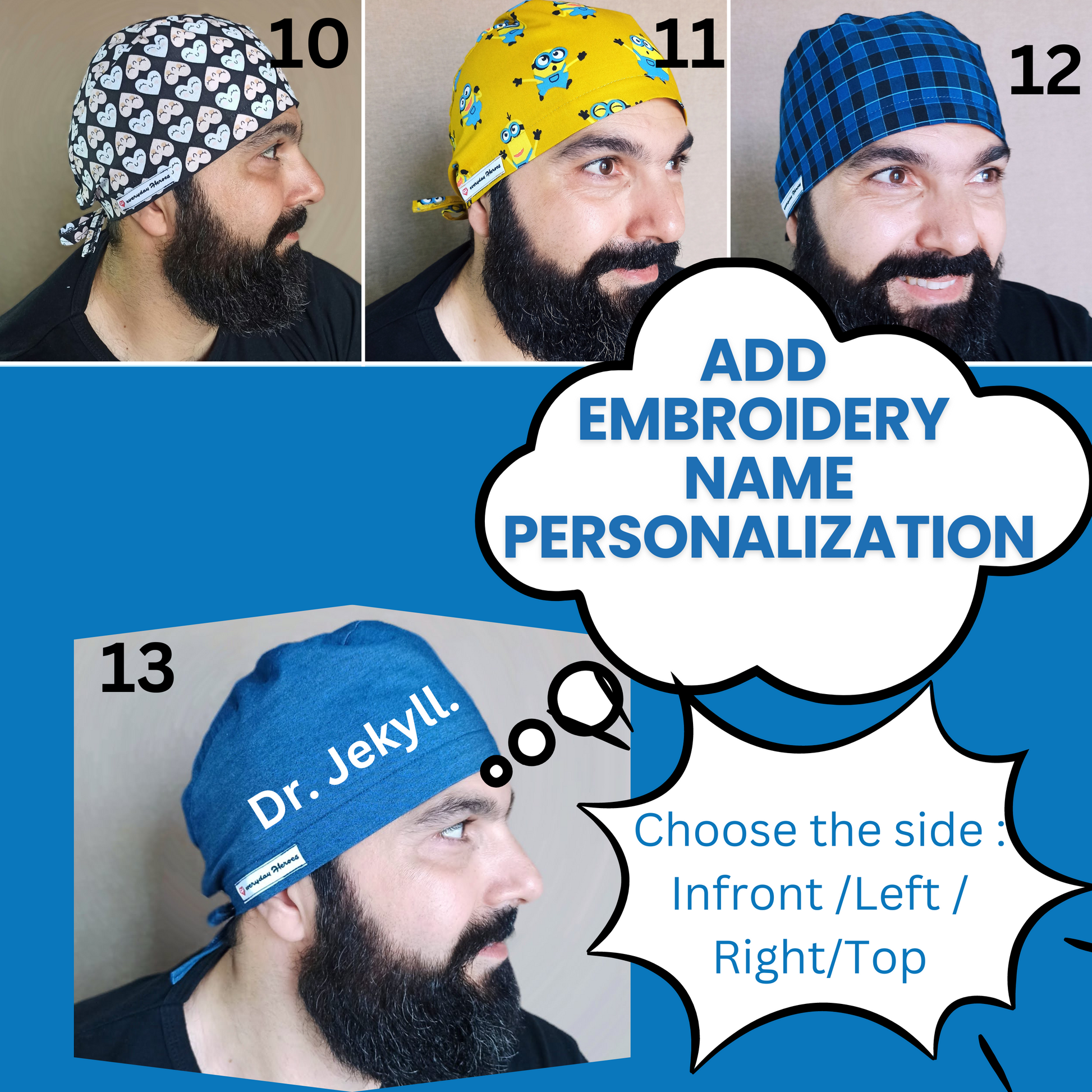 Custom Custom Name Personalization Scrub Cap Mens Surgeons Scrub Hat Gift For Doctors. - [scrub_hat]-[scrub_cap_for_women]-[surgical_cap]