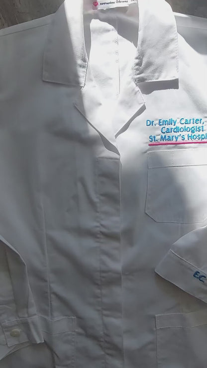 Lab Coat, Personalized Medical Lab Coats, Custom Embroidered White Scientist Jacket