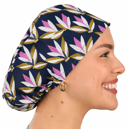 scrub cap floral euro style purple and blue colorful surgical cap custom 
