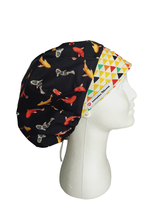 Koi Fish Bouffant Scrub Hat - [scrub_hat]-[scrub_cap_for_women]-[surgical_cap]