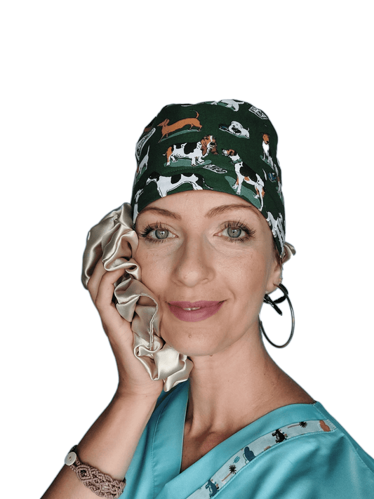 Unisex Surgical Scrub cap with dogs - [scrub_hat]-[scrub_cap_for_women]-[surgical_cap]