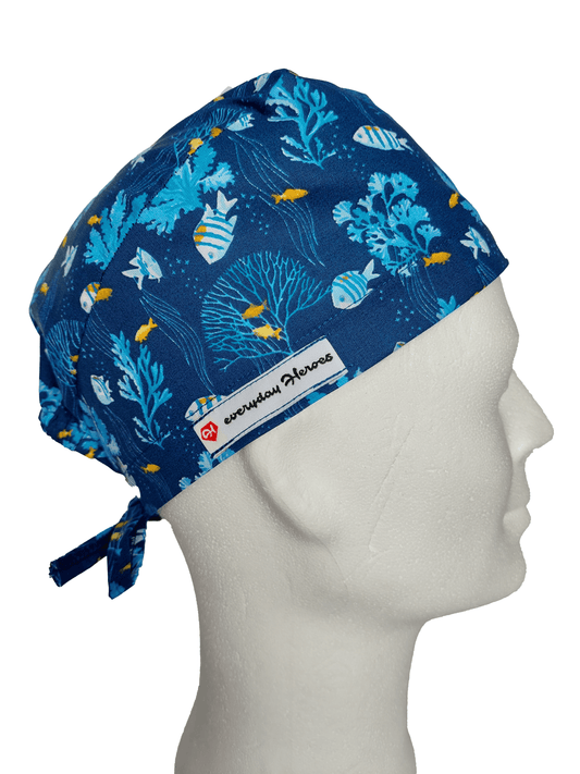 Unisex scrub cap fish and corals - [scrub_hat]-[scrub_cap_for_women]-[surgical_cap]